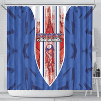 Paraguay Football Shower Curtain Trophy Grunge Stripes