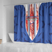Paraguay Football Shower Curtain Trophy Grunge Stripes