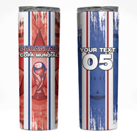 Custom Paraguay Football Skinny Tumbler Trophy Grunge Stripes