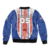Custom Paraguay Football Sleeve Zip Bomber Jacket Trophy Grunge Stripes