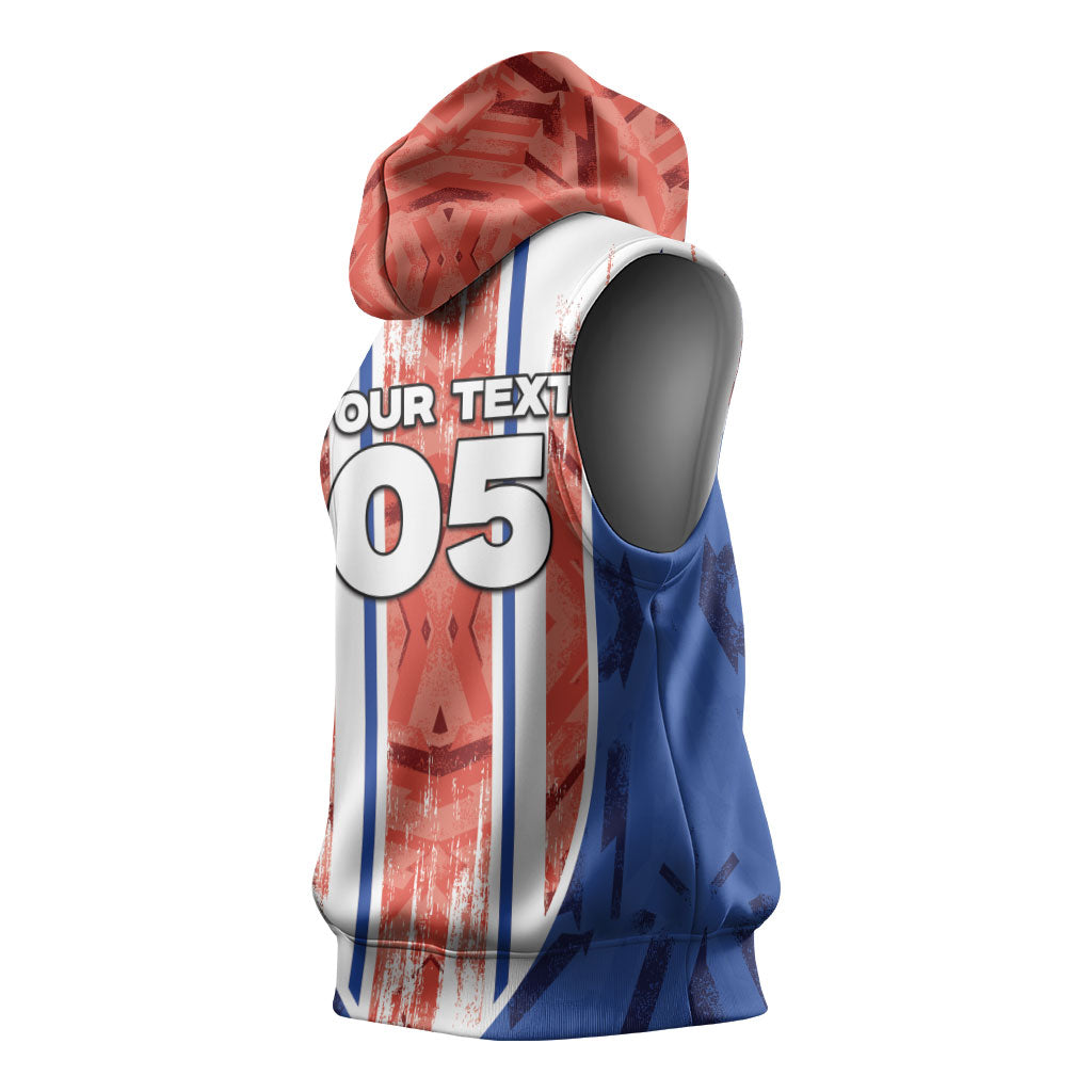 Custom Paraguay Football Sleeveless Hoodie Trophy Grunge Stripes