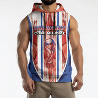 Custom Paraguay Football Sleeveless Hoodie Trophy Grunge Stripes