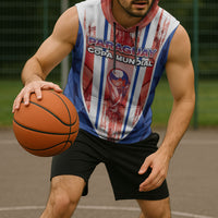 Custom Paraguay Football Sleeveless Hoodie Trophy Grunge Stripes