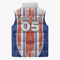 Custom Paraguay Football Sleeveless Puffer Jacket Trophy Grunge Stripes