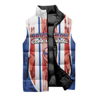 Custom Paraguay Football Sleeveless Puffer Jacket Trophy Grunge Stripes