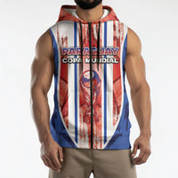 Custom Paraguay Football Sleeveless Zip Hoodie Trophy Grunge Stripes