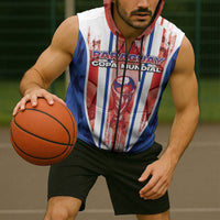 Custom Paraguay Football Sleeveless Zip Hoodie Trophy Grunge Stripes