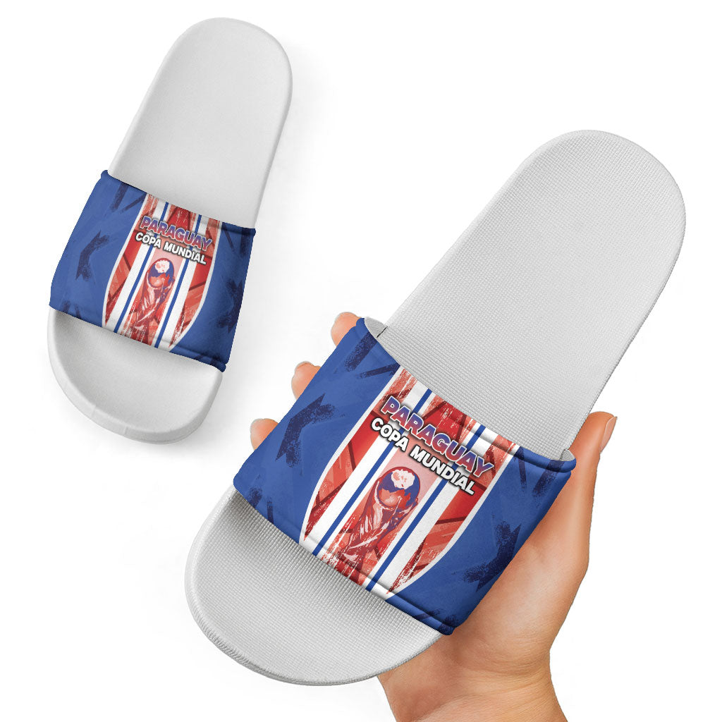 Paraguay Football Slide Sandals Trophy Grunge Stripes