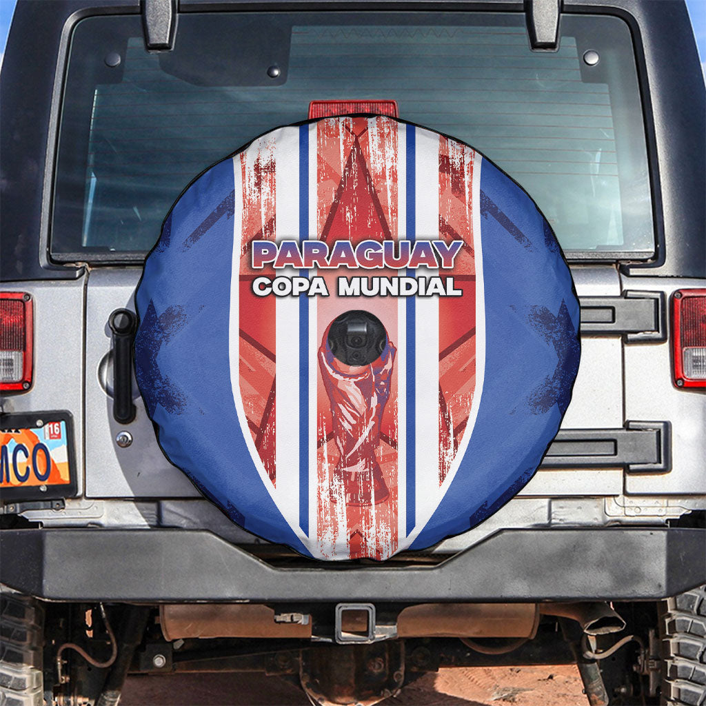 Paraguay Football Spare Tire Cover Trophy Grunge Stripes