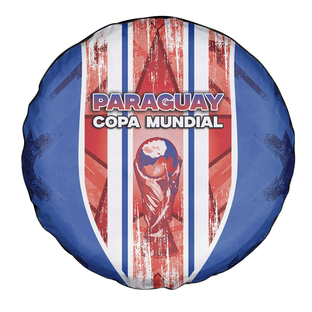 Paraguay Football Spare Tire Cover Trophy Grunge Stripes