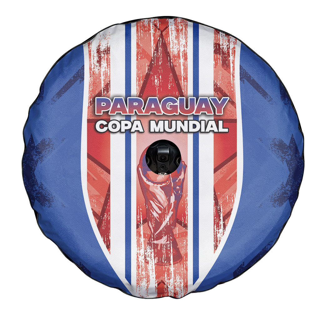 Paraguay Football Spare Tire Cover Trophy Grunge Stripes