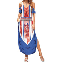 Custom Paraguay Football Summer Maxi Dress Trophy Grunge Stripes