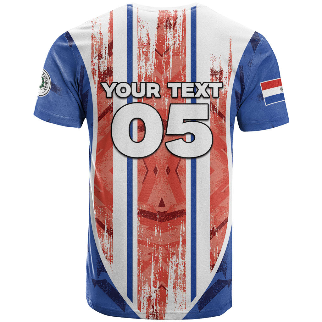 Custom Paraguay Football T Shirt Trophy Grunge Stripes