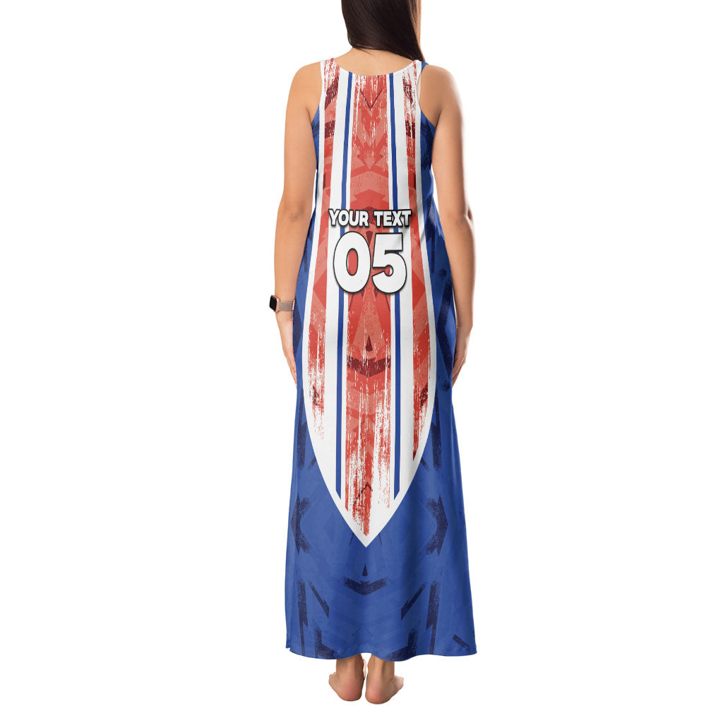Custom Paraguay Football Tank Maxi Dress Trophy Grunge Stripes