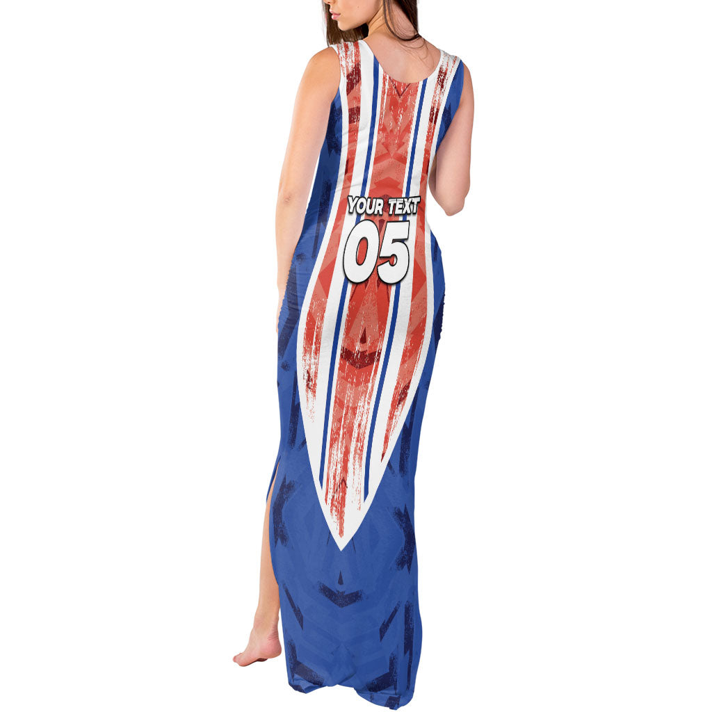 Custom Paraguay Football Tank Maxi Dress Trophy Grunge Stripes