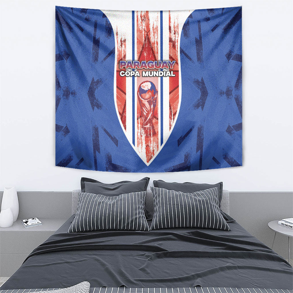 Paraguay Football Tapestry Trophy Grunge Stripes