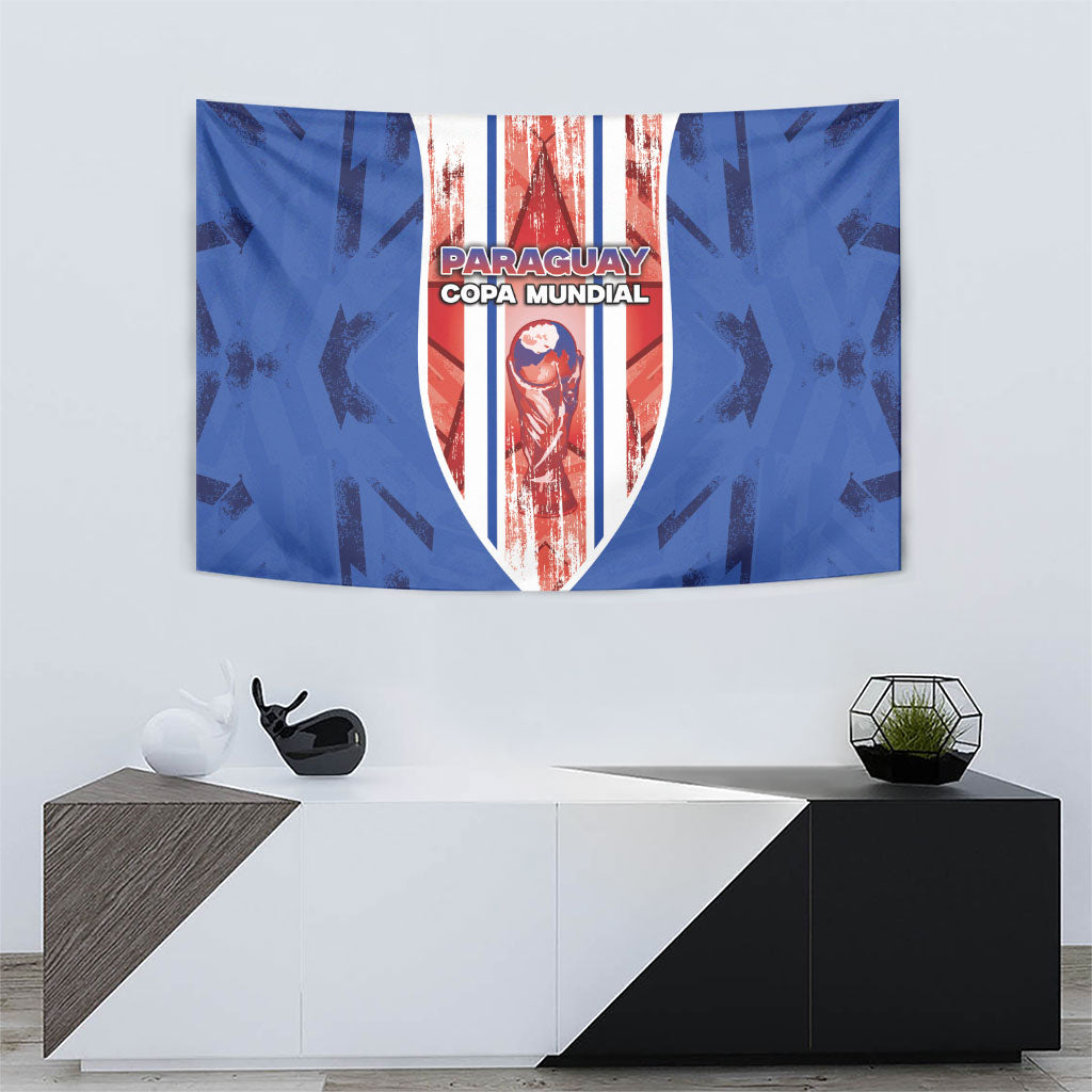 Paraguay Football Tapestry Trophy Grunge Stripes