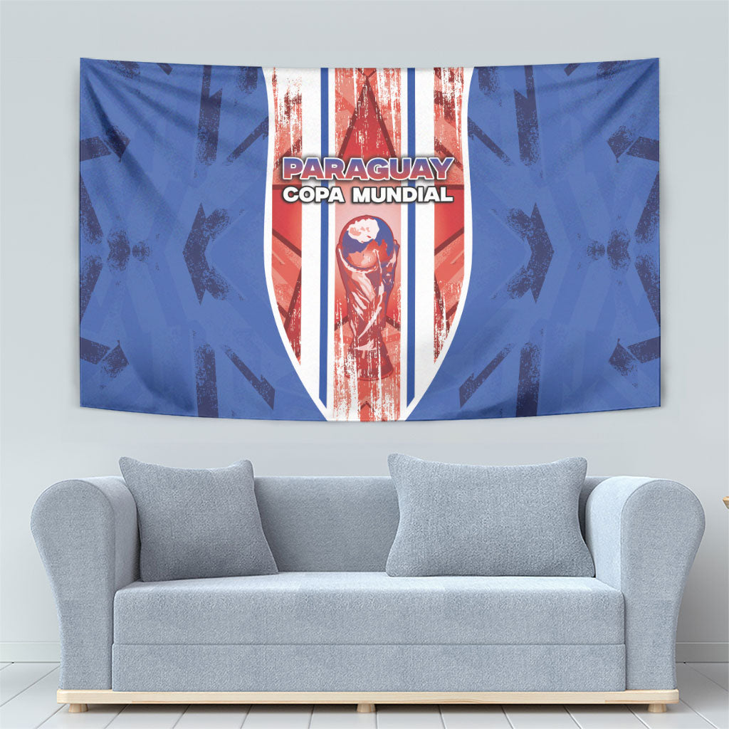 Paraguay Football Tapestry Trophy Grunge Stripes