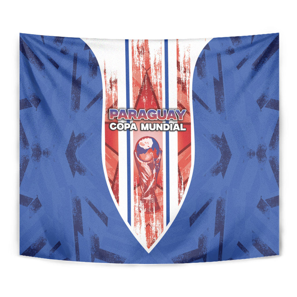 Paraguay Football Tapestry Trophy Grunge Stripes