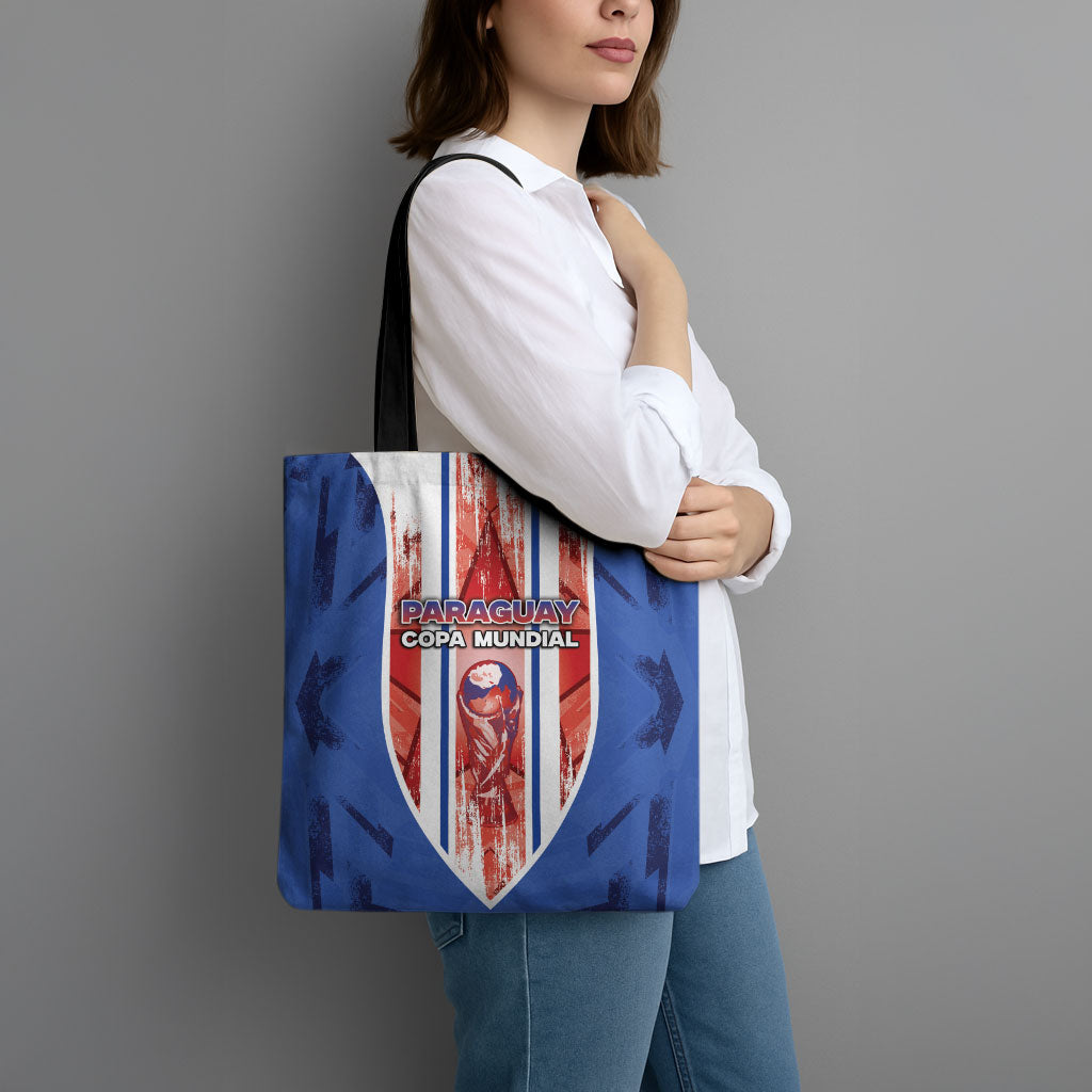 Paraguay Football Tote Bag Trophy Grunge Stripes