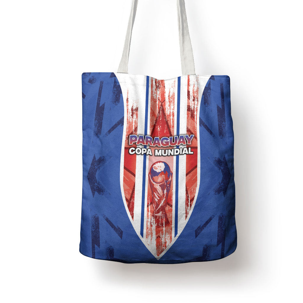 Paraguay Football Tote Bag Trophy Grunge Stripes