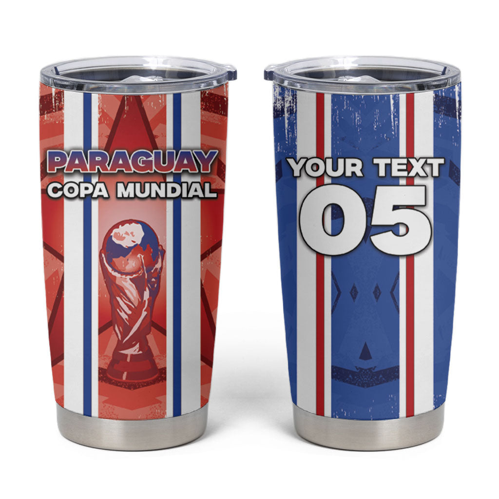 Custom Paraguay Football Tumbler Cup Trophy Grunge Stripes