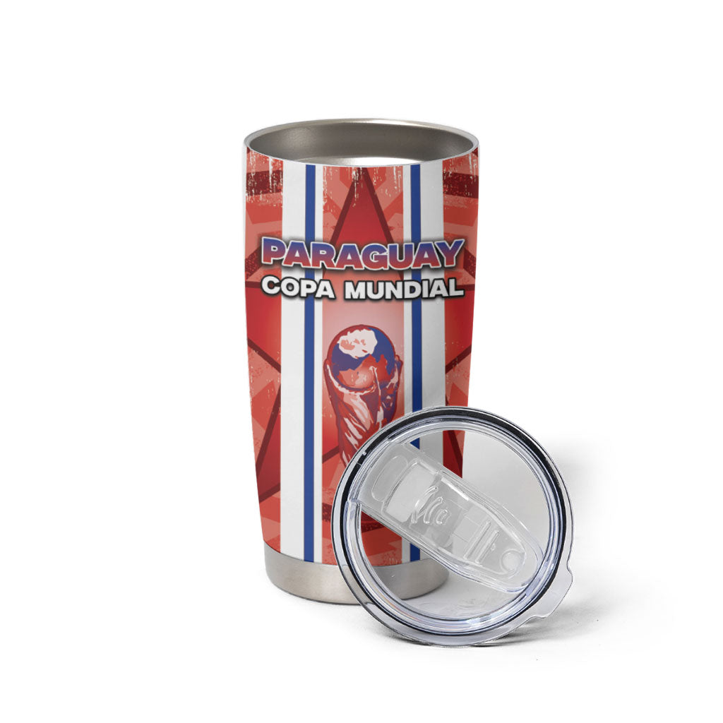 Custom Paraguay Football Tumbler Cup Trophy Grunge Stripes