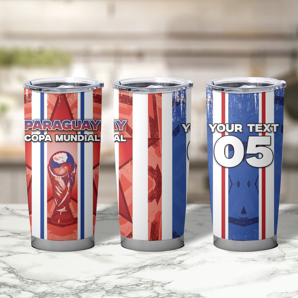 Custom Paraguay Football Tumbler Cup Trophy Grunge Stripes
