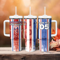 Custom Paraguay Football Tumbler With Handle Trophy Grunge Stripes