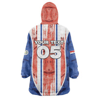 Custom Paraguay Football Wearable Blanket Hoodie Trophy Grunge Stripes