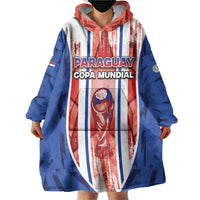Custom Paraguay Football Wearable Blanket Hoodie Trophy Grunge Stripes