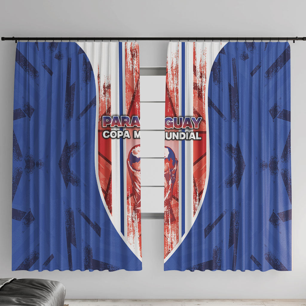 Paraguay Football Window Curtain Trophy Grunge Stripes