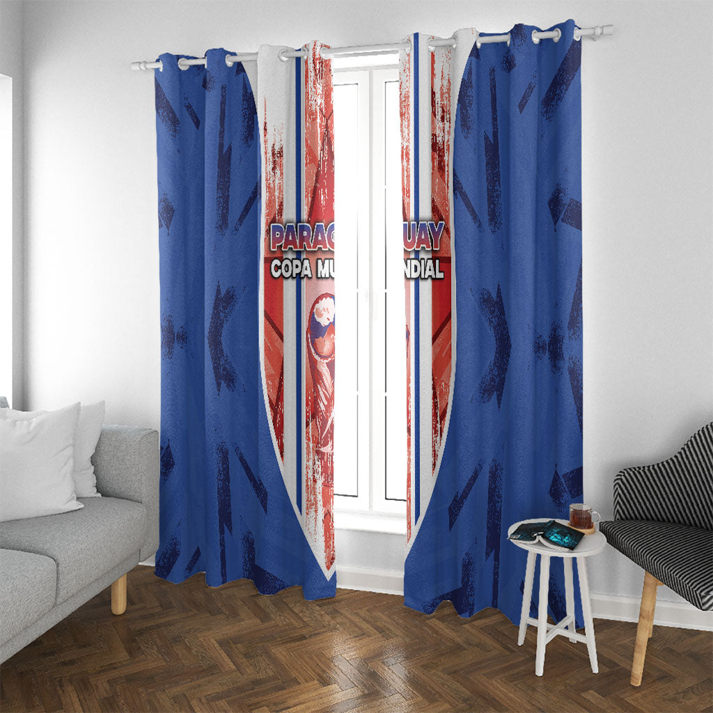Paraguay Football Window Curtain Trophy Grunge Stripes