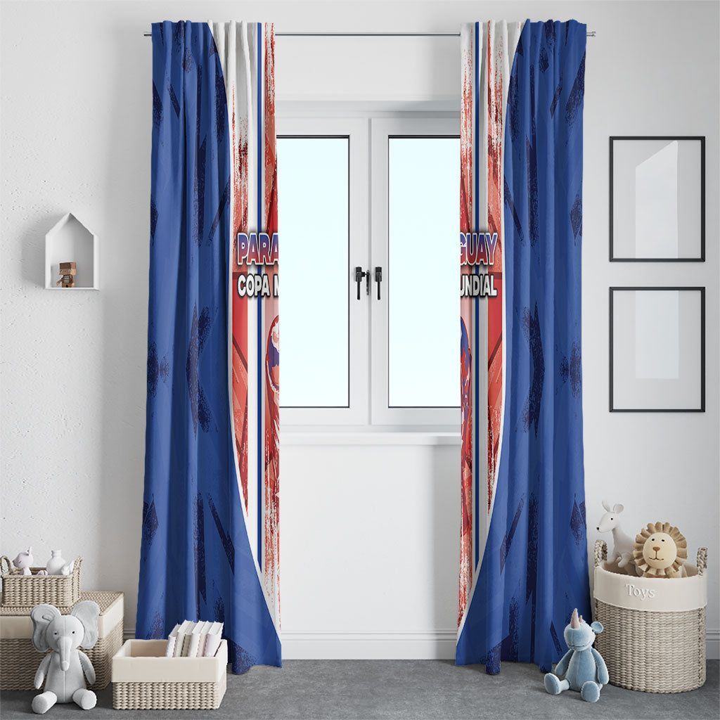 Paraguay Football Window Curtain Trophy Grunge Stripes