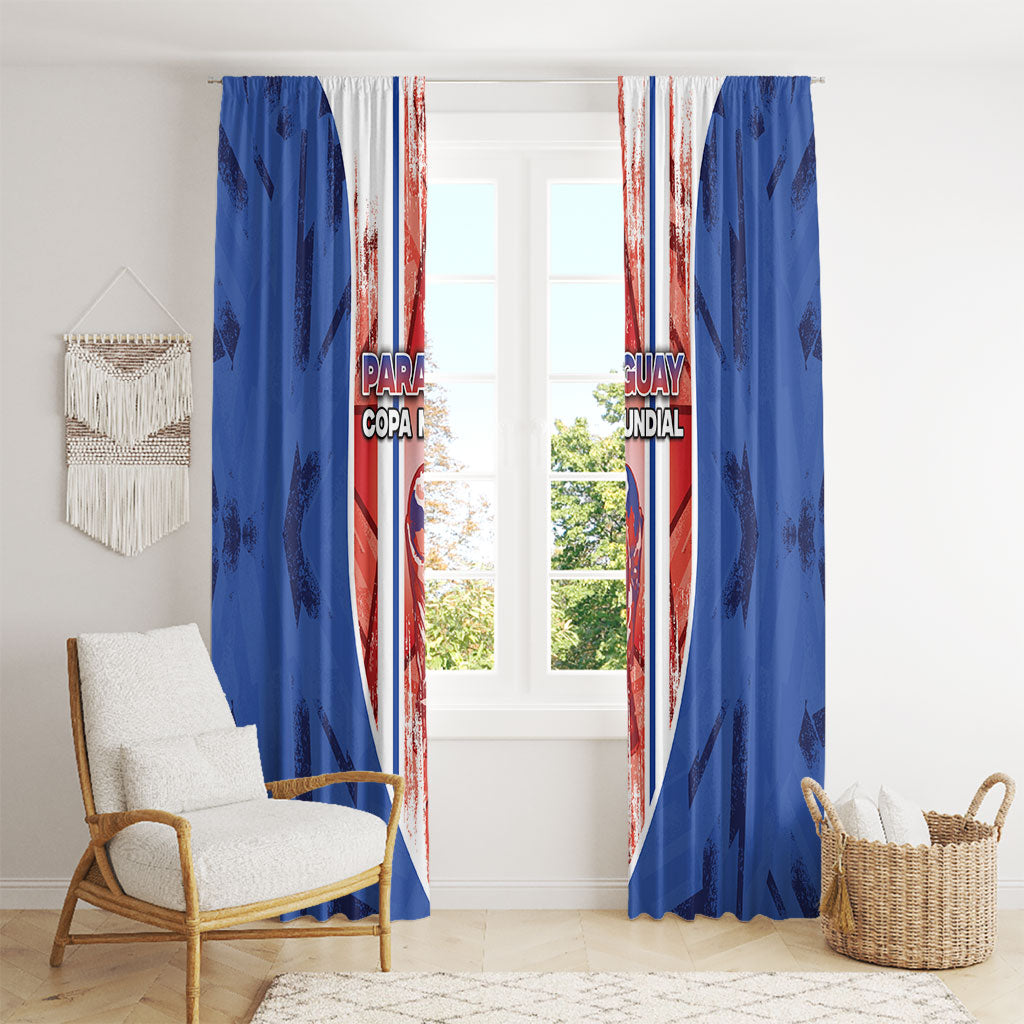 Paraguay Football Window Curtain Trophy Grunge Stripes