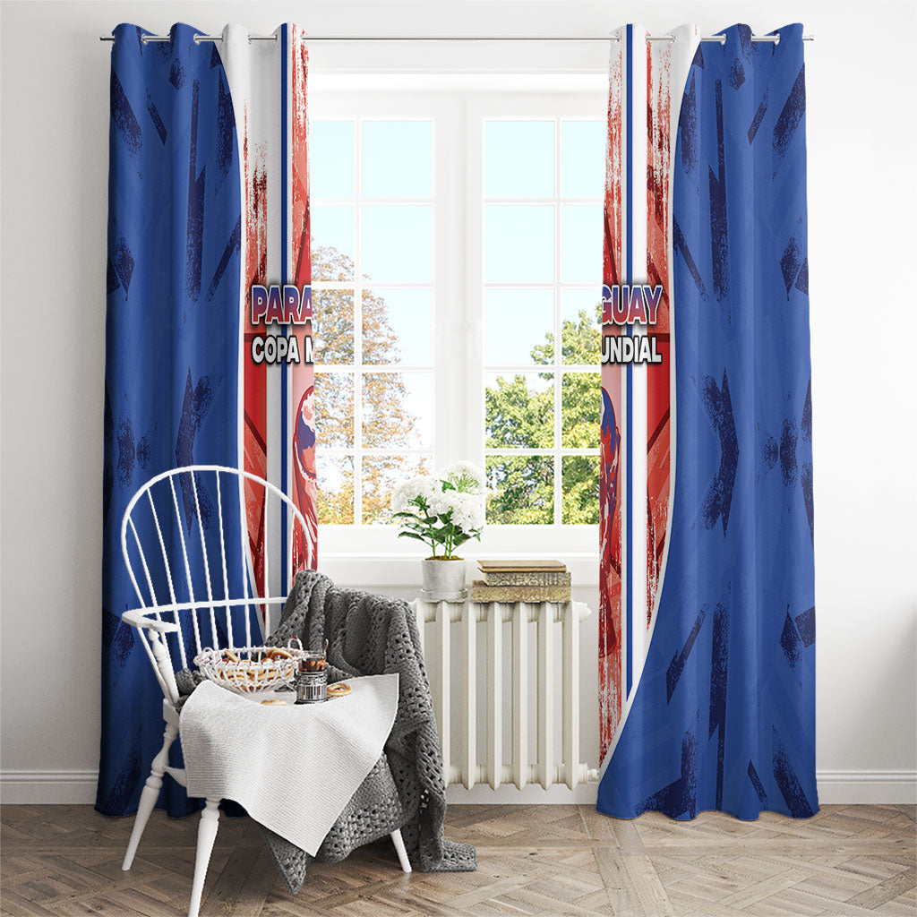 Paraguay Football Window Curtain Trophy Grunge Stripes