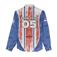 Custom Paraguay Football Women Casual Shirt Trophy Grunge Stripes