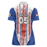 Custom Paraguay Football Women Polo Shirt Trophy Grunge Stripes