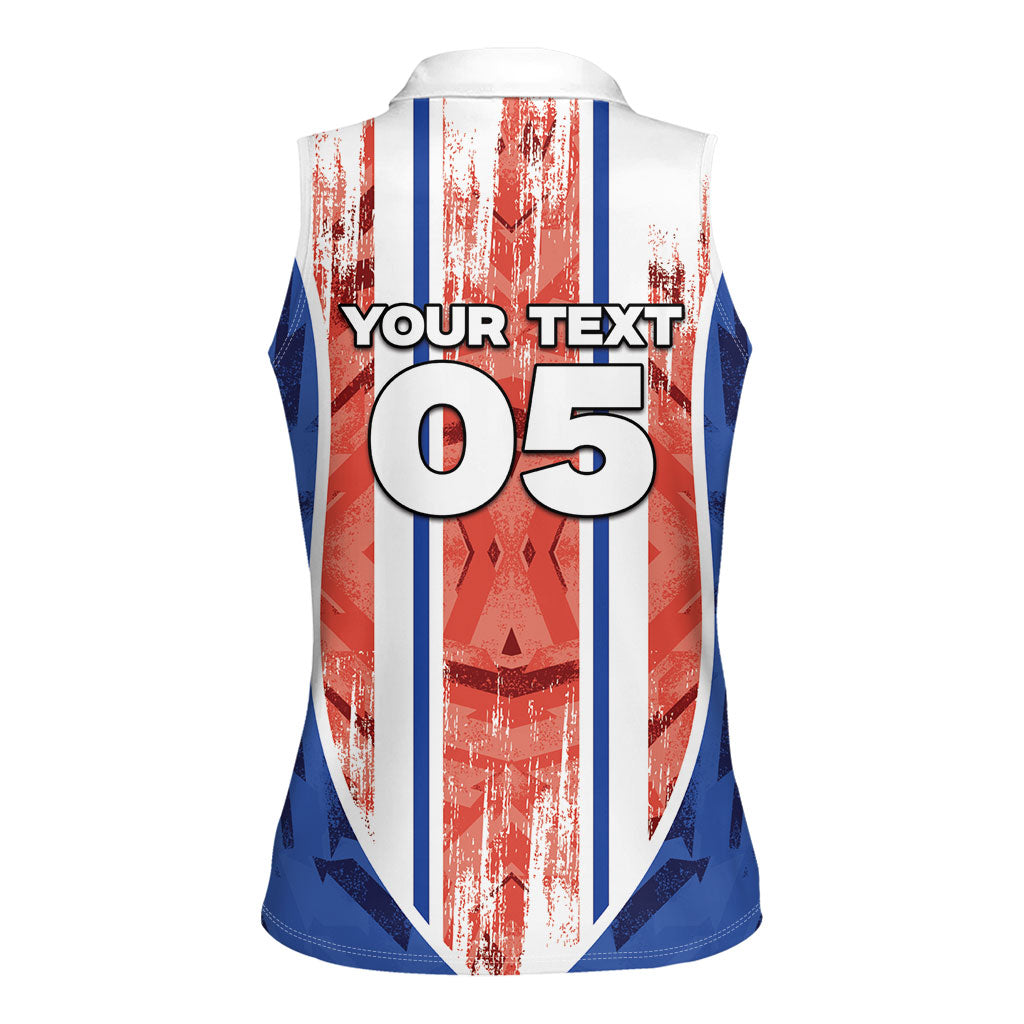 Custom Paraguay Football Women Sleeveless Polo Shirt Trophy Grunge Stripes