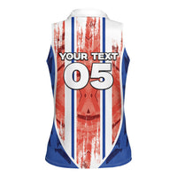 Custom Paraguay Football Women Sleeveless Polo Shirt Trophy Grunge Stripes