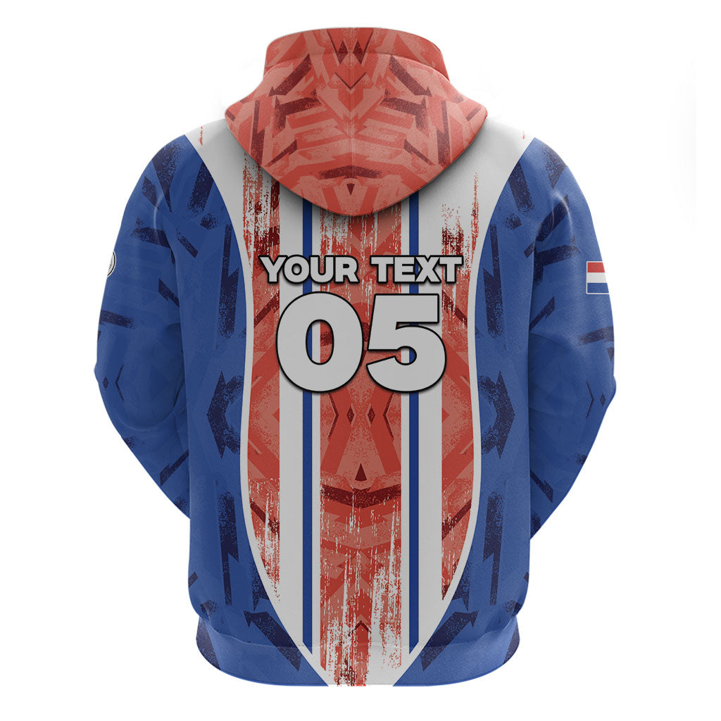 Custom Paraguay Football Zip Hoodie Trophy Grunge Stripes
