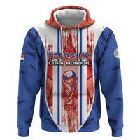 Custom Paraguay Football Zip Hoodie Trophy Grunge Stripes