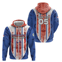 Custom Paraguay Football Zip Hoodie Trophy Grunge Stripes