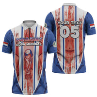 Custom Paraguay Football Zipper Polo Shirt Trophy Grunge Stripes