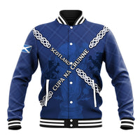 Custom Scotland Football Baseball Jacket Saltire Celtic Knot Lion Rampant