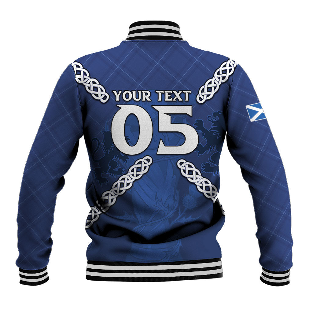 Custom Scotland Football Baseball Jacket Saltire Celtic Knot Lion Rampant