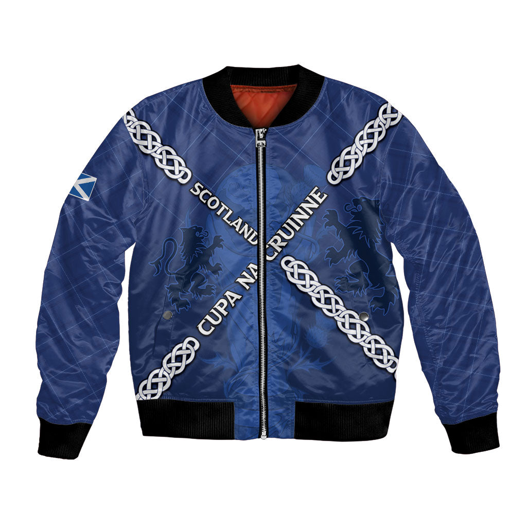 Custom Scotland Football Bomber Jacket Saltire Celtic Knot Lion Rampant