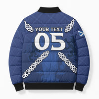 Custom Scotland Football Bomber Puffer Jacket Saltire Celtic Knot Lion Rampant