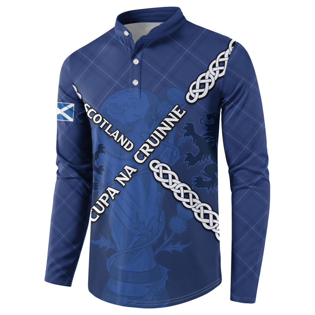 Custom Scotland Football Button Sweatshirt Saltire Celtic Knot Lion Rampant