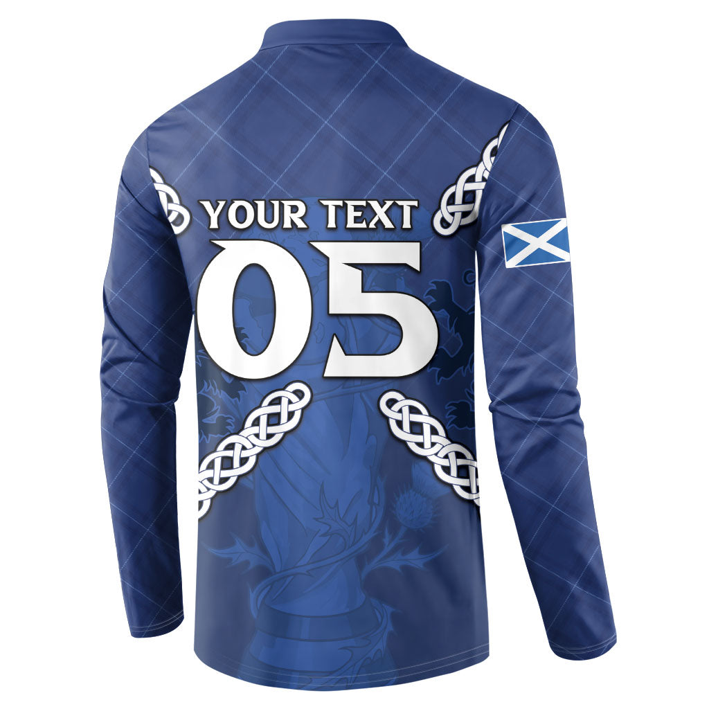 Custom Scotland Football Button Sweatshirt Saltire Celtic Knot Lion Rampant